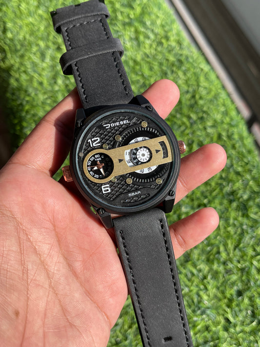 RC Diiesel Analog Multi-Function Black Leather Men’s Watch