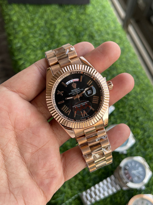 RC RLX Day-Date – Black Dial (Rose Gold Finish)
