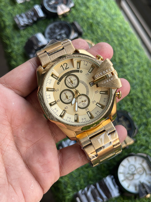 RC Diiesel Chronograph Watch – Gold Case & Champagne Dial