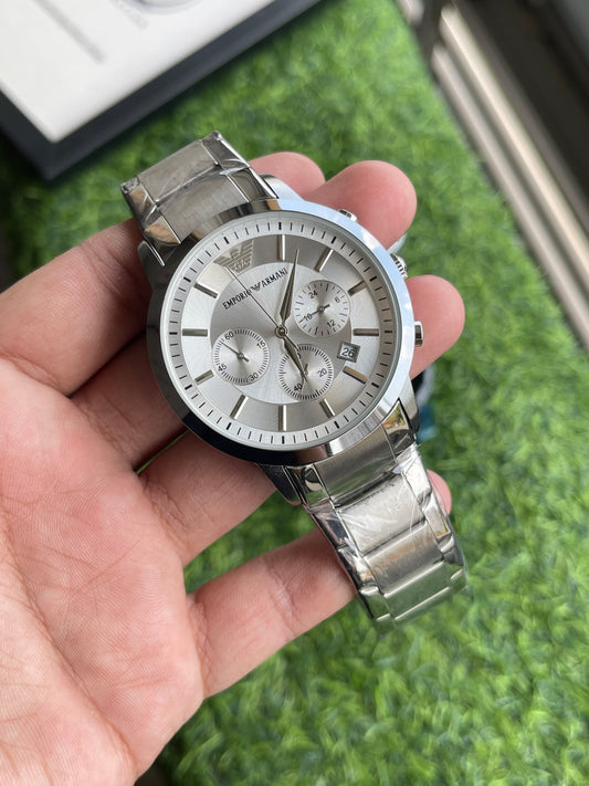 RC Emporiio Armanii Chronograph Classic Dial Premium Watch (silver-white)
