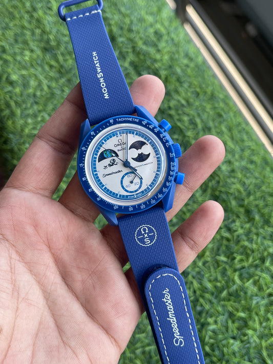 RC x Swatch MoonSwatch “Neptune” Blue Chronograph