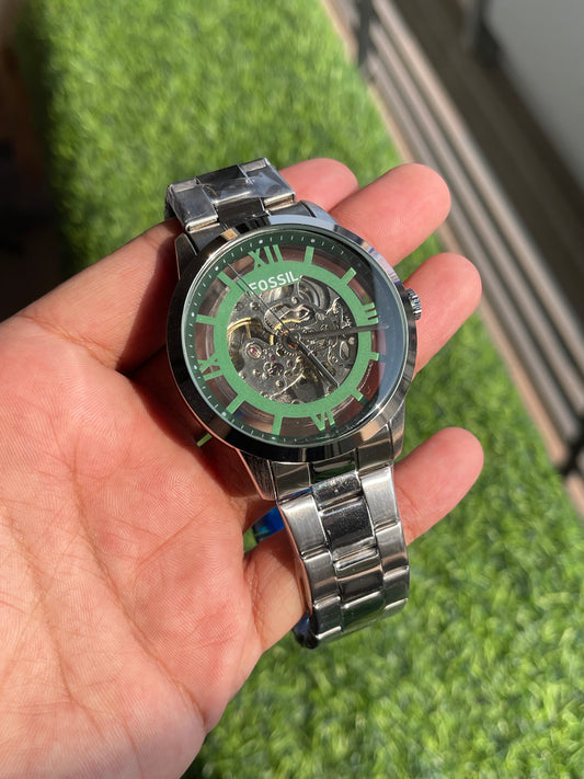 RC Fossiil Townsman Automatic Black Stainless Steel Skeleton Watch