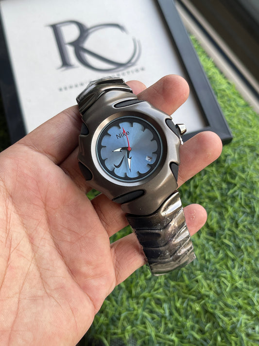 RC Nikee Sport Analog Watch – Black & Light Blue Dial