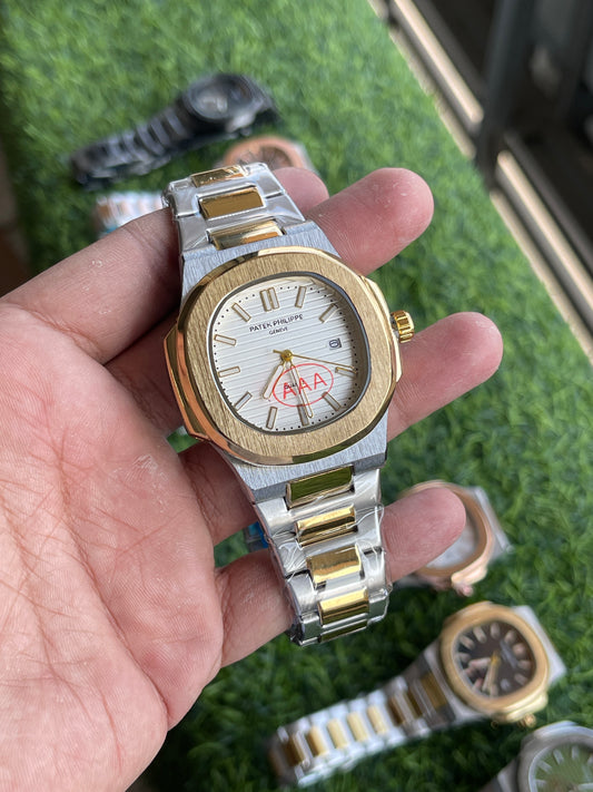RC Patek Two-Tone Gold & Silver Luxury Watch – White Dial