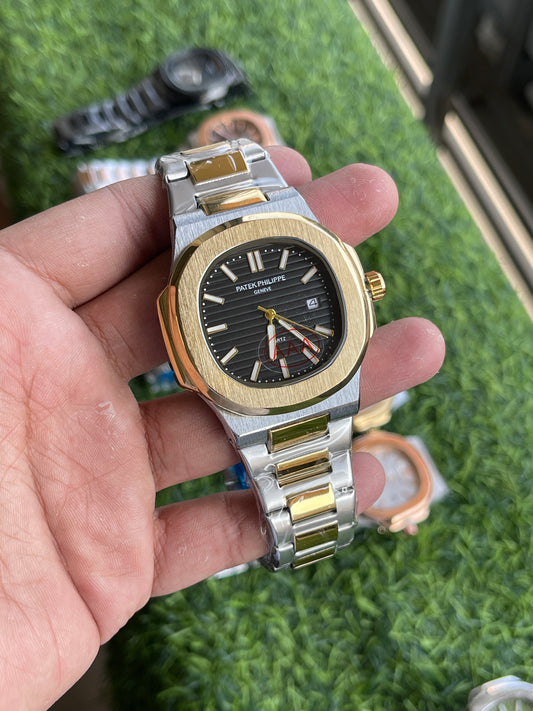 RC Patek Two-Tone Gold & Silver Luxury Watch – Black Dial