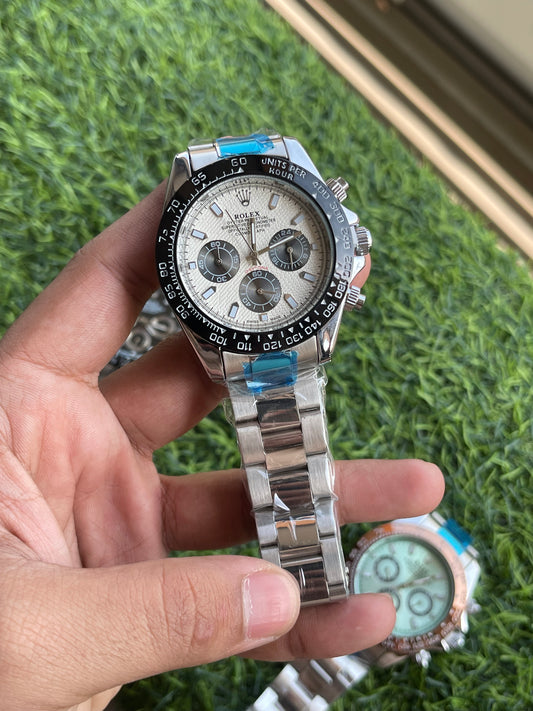 RC RLX Luxury Chronograph Stainless Steel Watch – Daytona-Style Design
