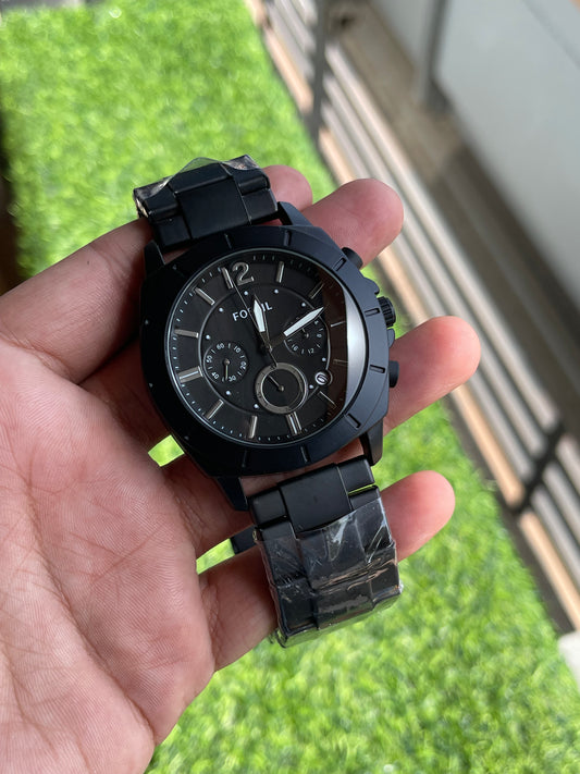 RC Fossiil Nate Chronograph Black Stainless Steel Men’s Watch