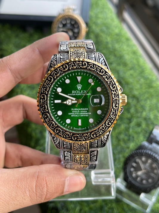RC RLX Submariner Royal Carving Edition – Silver-Gold Case & Green Dial