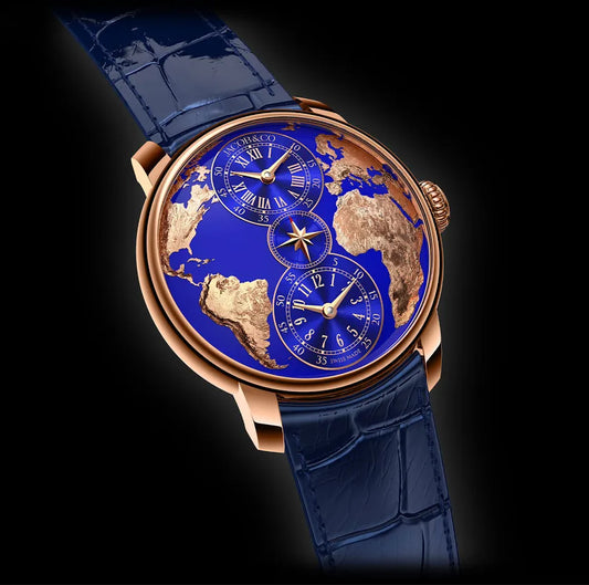 RC X Jaacob & Co. The World Is Yours Dual Time Zone Automatic Men's Watch in 43 mm Rose Gold Case