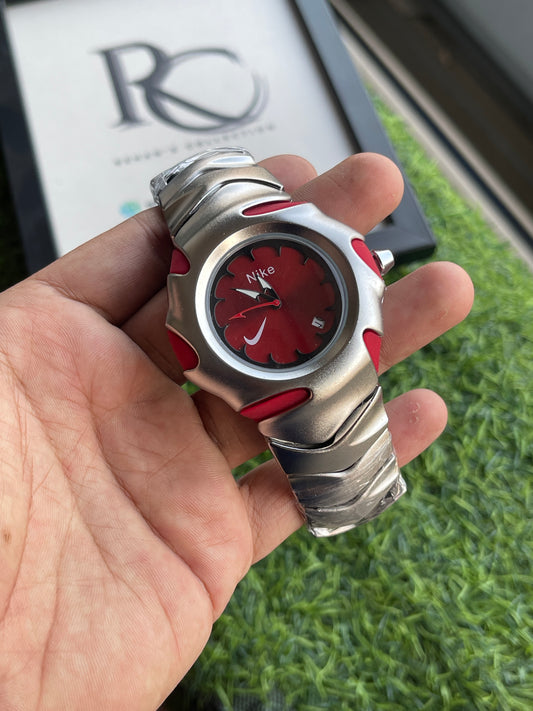 RC Nikee Sport Analog Watch – Silver & Bold Red Dial
