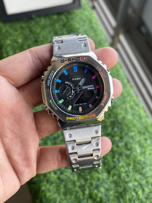 RC Casiio G-Shok Metal Series – Rainbow edition | Stainless Steel Strap