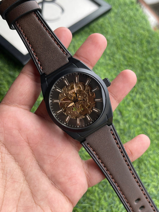 RC FOSSIIL Chronograph Automatic Skeleton – Midnight Brown Edition