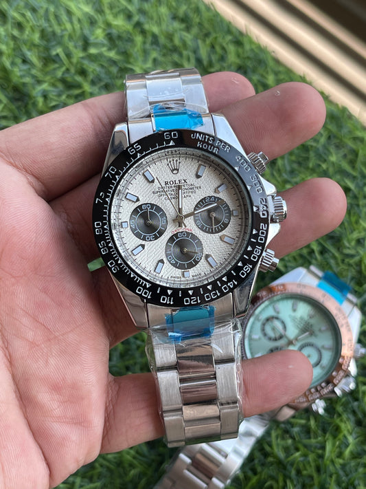 RC RLX Luxury Chronograph Stainless Steel Watch – Daytona-Style Design