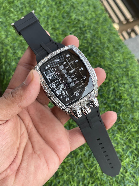 RC Luxury Jacobs Inspired Diamond Bezel Chronograph Watch