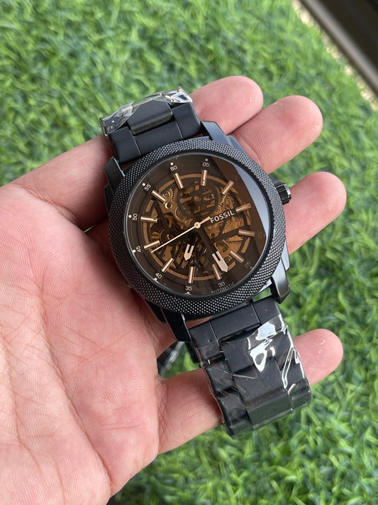 RC Fossiil Skeleton Automatic Men’s Watch – Black Edition