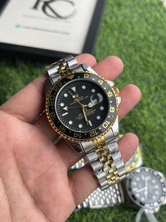 RC RLX GMT-Master II 5-Link Jubilee Bracelet Luxury Edition Black & Gold Bezel | Two-Tone Bracelet