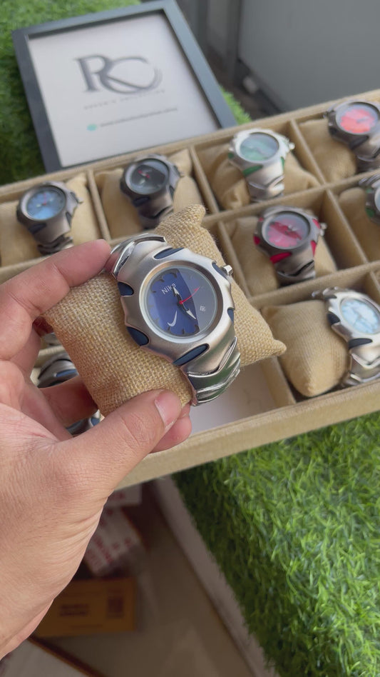 RC Nikee Sport Analog Watch – Silver & Dark Blue Dial