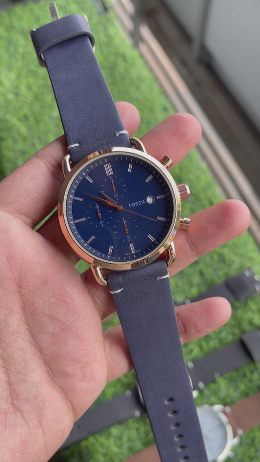 RC Fosil commuter leather premium watch