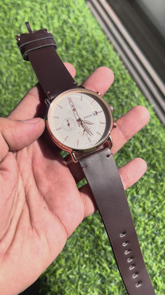 RC Fossiil Minimalist Chronograph Leather Watch