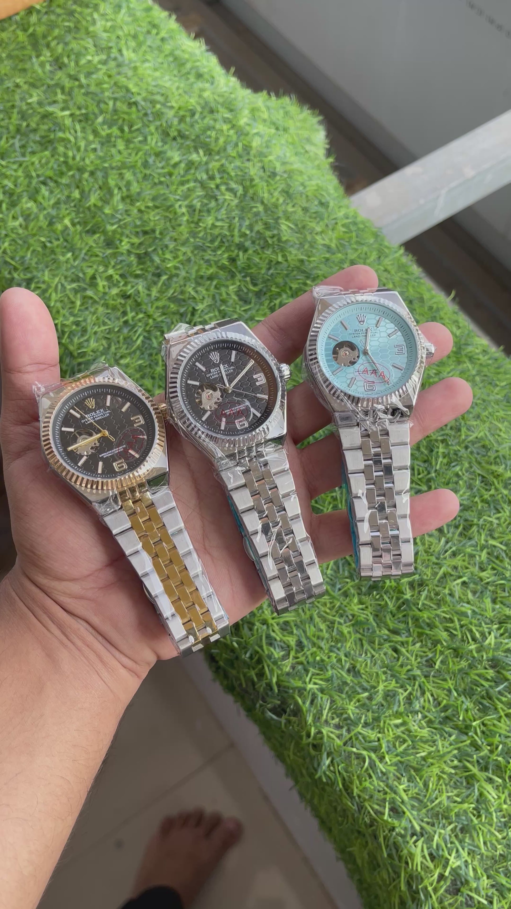 RC RLX Oyster Perpetual Land-Dweller – Two-Tone Black Dial (Open-Heart Edition)