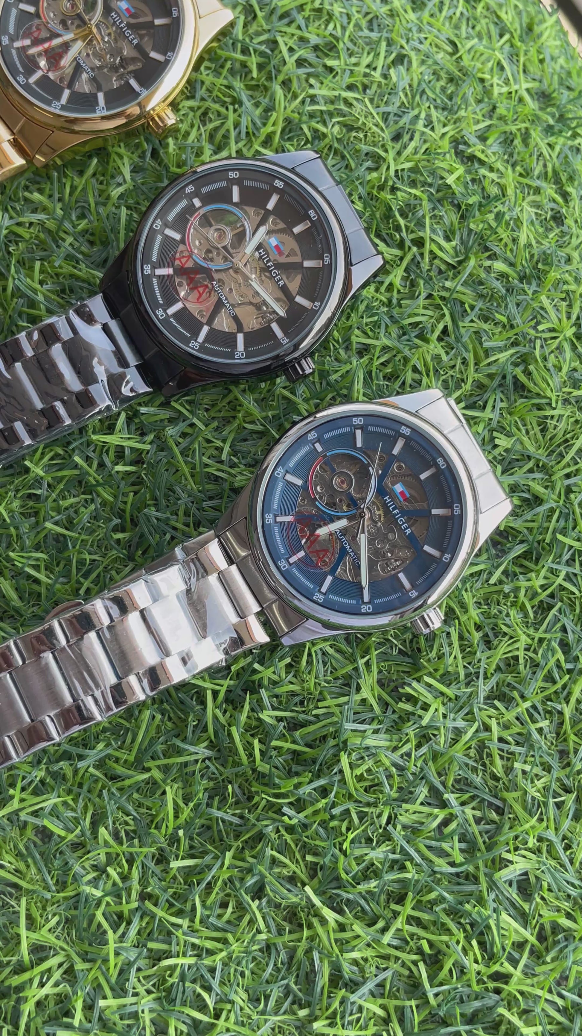 RC Tommy Automatic Skeleton Watch – Silver & Blue Edition