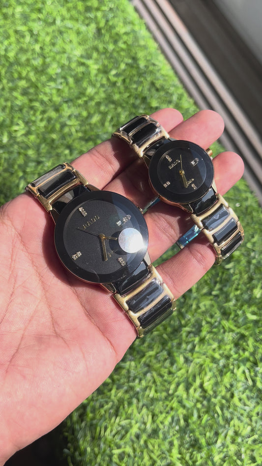 RC Radoo-Inspired Black Couple Watch Set