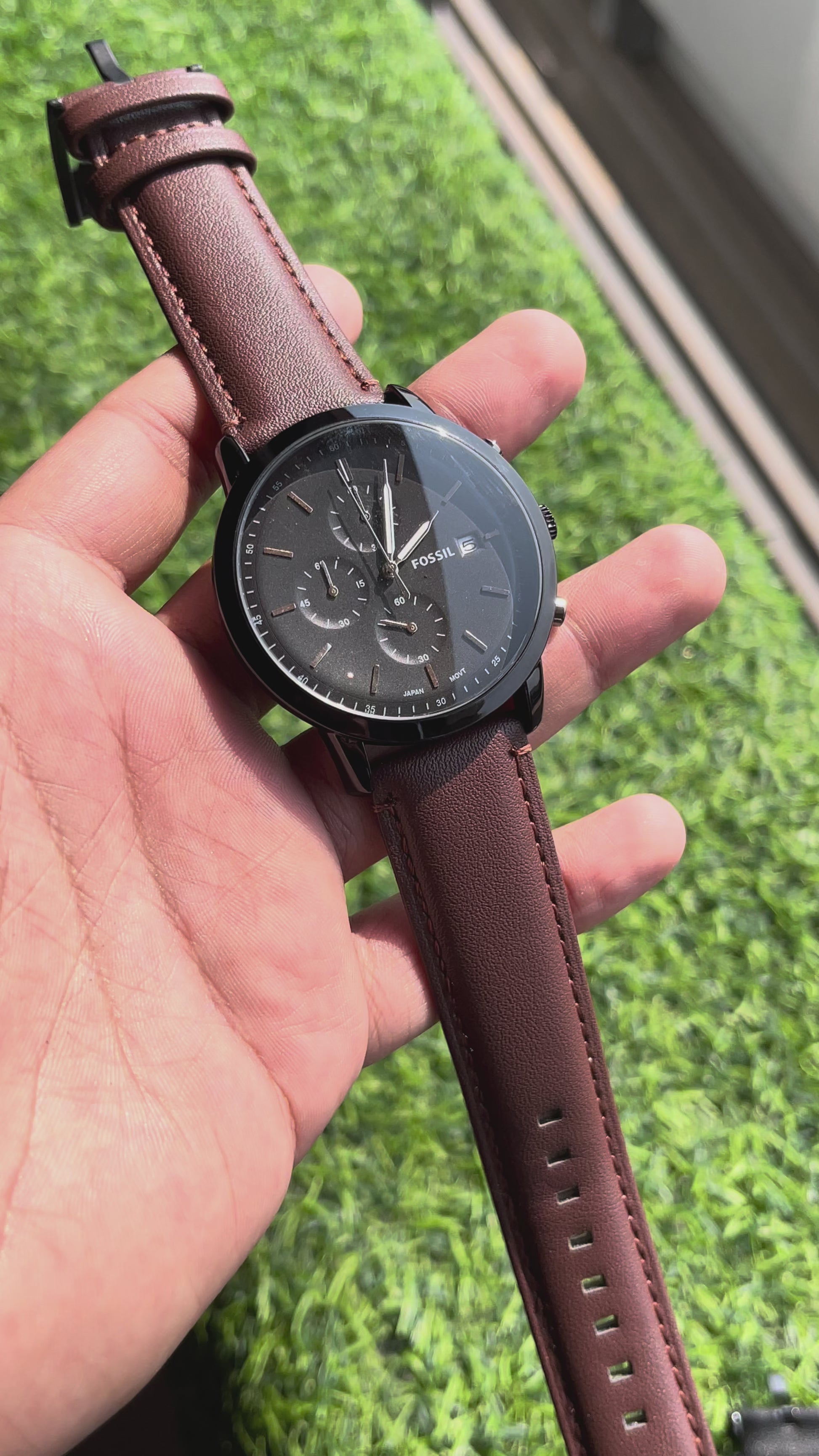 RC Fossiil Chronograph Classic – Brown Leather | Black Dial