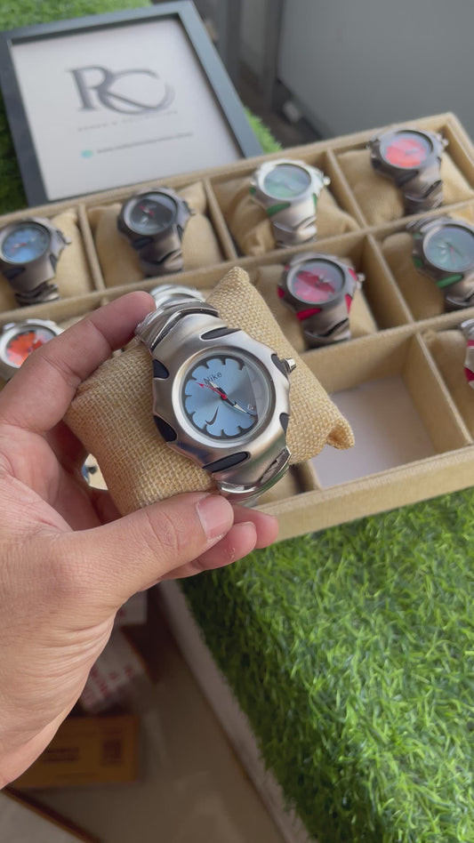 RC Nikee Sport Analog Watch – Silver & Ice Blue Dial