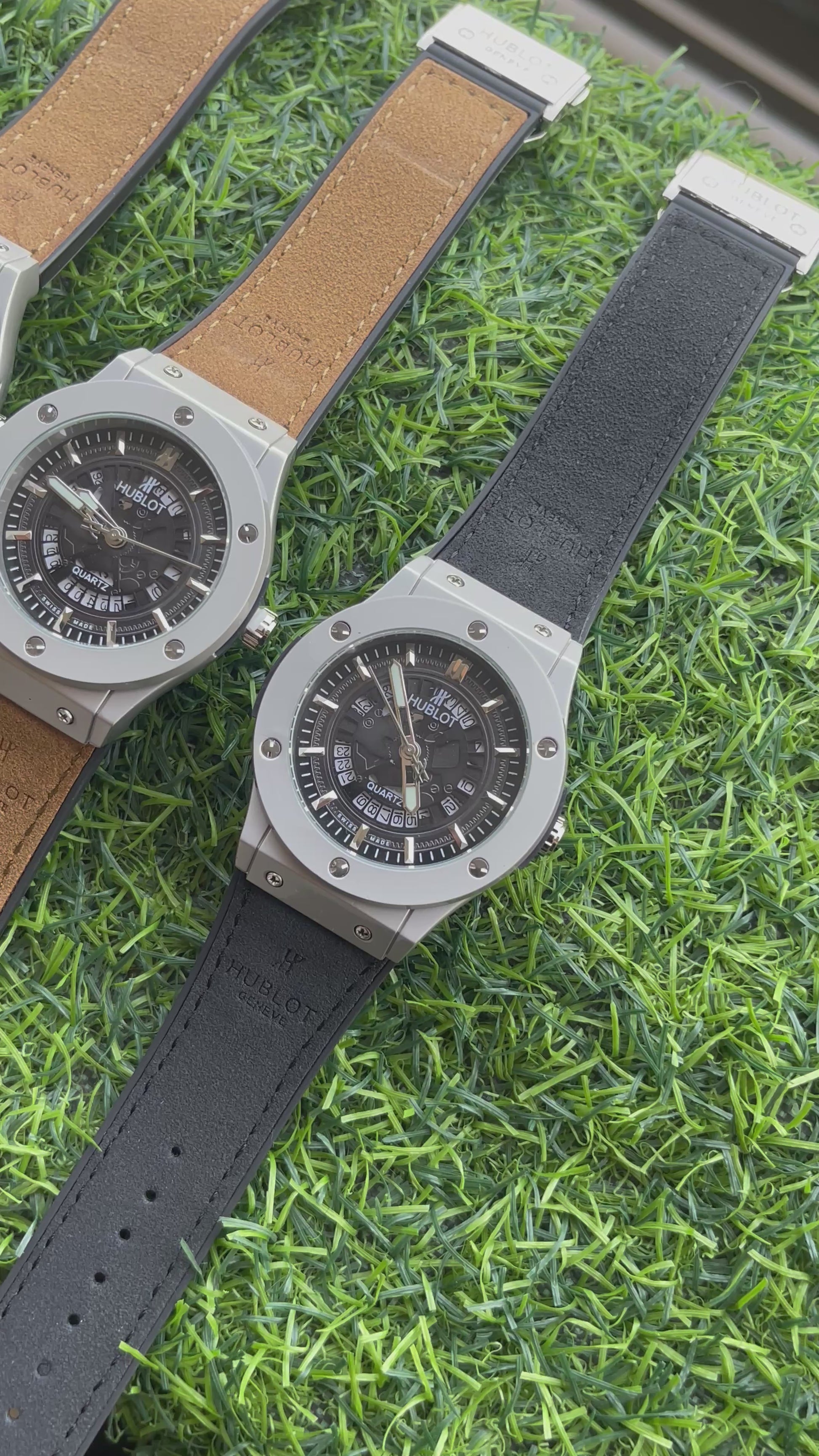 RC Hublt Classic Fusion Skeleton Quartz – Silver Dial & Grey Leather