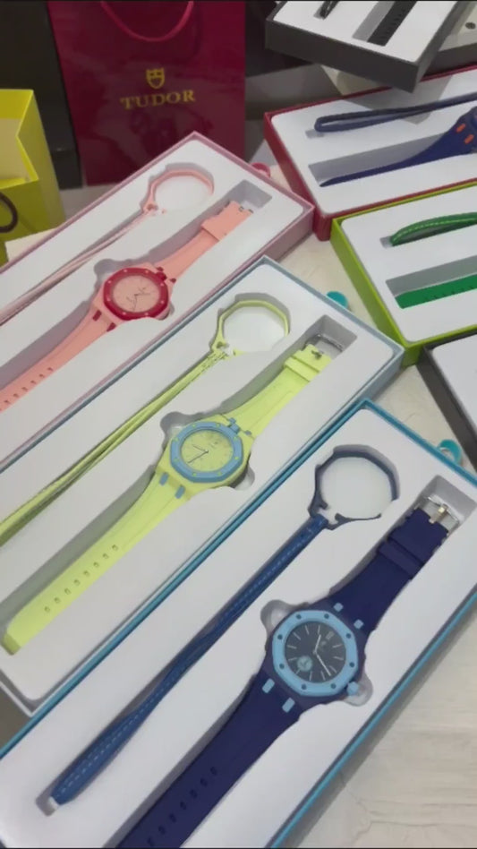 RC Swaatch × AP Royal Pop Edition Keychain Watch – Neon Jungle Green Edition