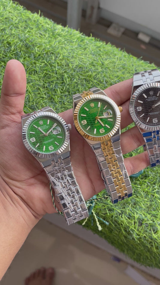 RC Premium RLX -Style Land-Dweller | Green Honeycomb Dial