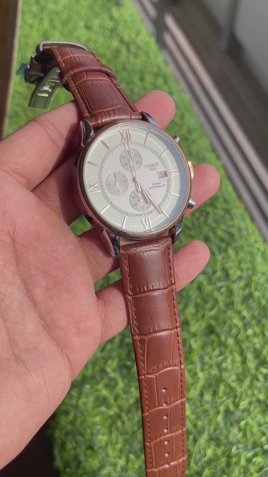 RC Tisst Chemin Des Tourelles Chronograph – Silver Dial & Brown Leather Strap