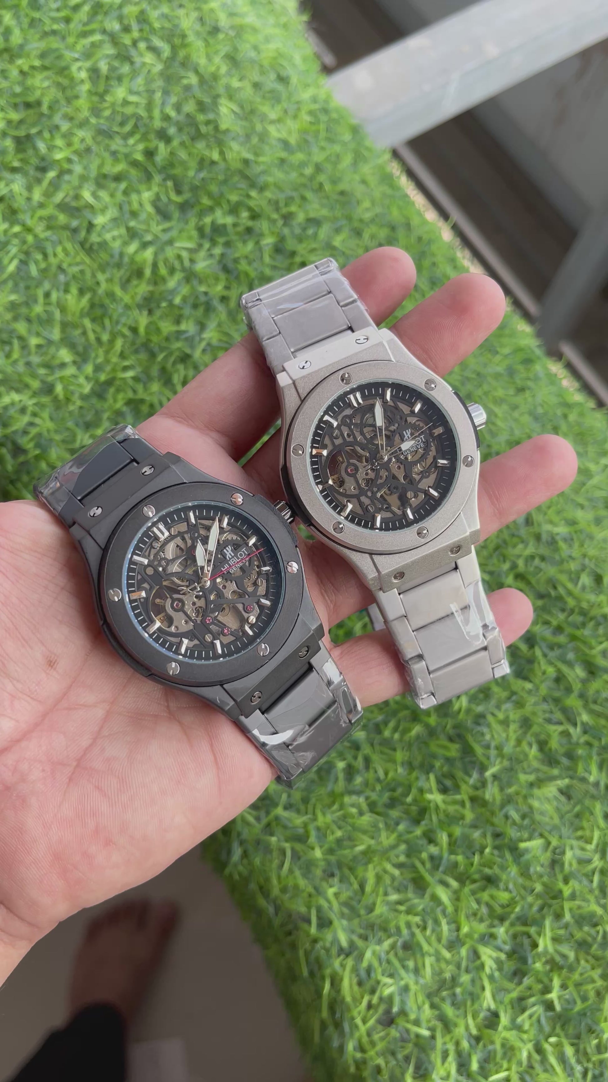 RC Hublt Premium Skeleton Automatic Watch – Silver Edition