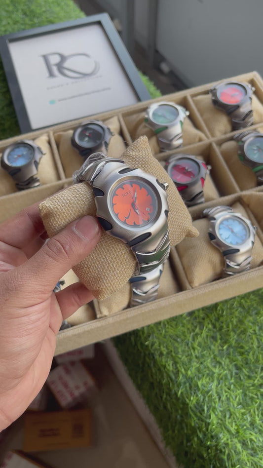 RC Nikee Sport Analog Watch – Silver & Orange Dial