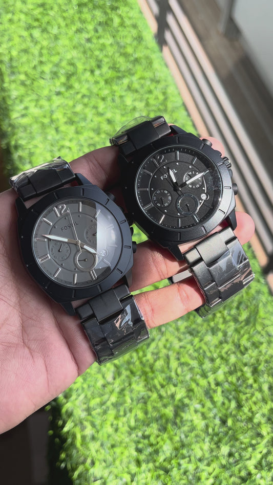 RC Fossiil Nate Chronograph Black Stainless Steel Men’s Watch