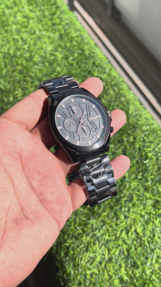 RC TOMMY Stylish Silver Black Chronograph Watch – Premium Steel Edition