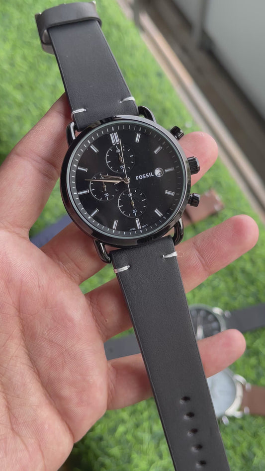 RC Fosil commuter leather premium watch