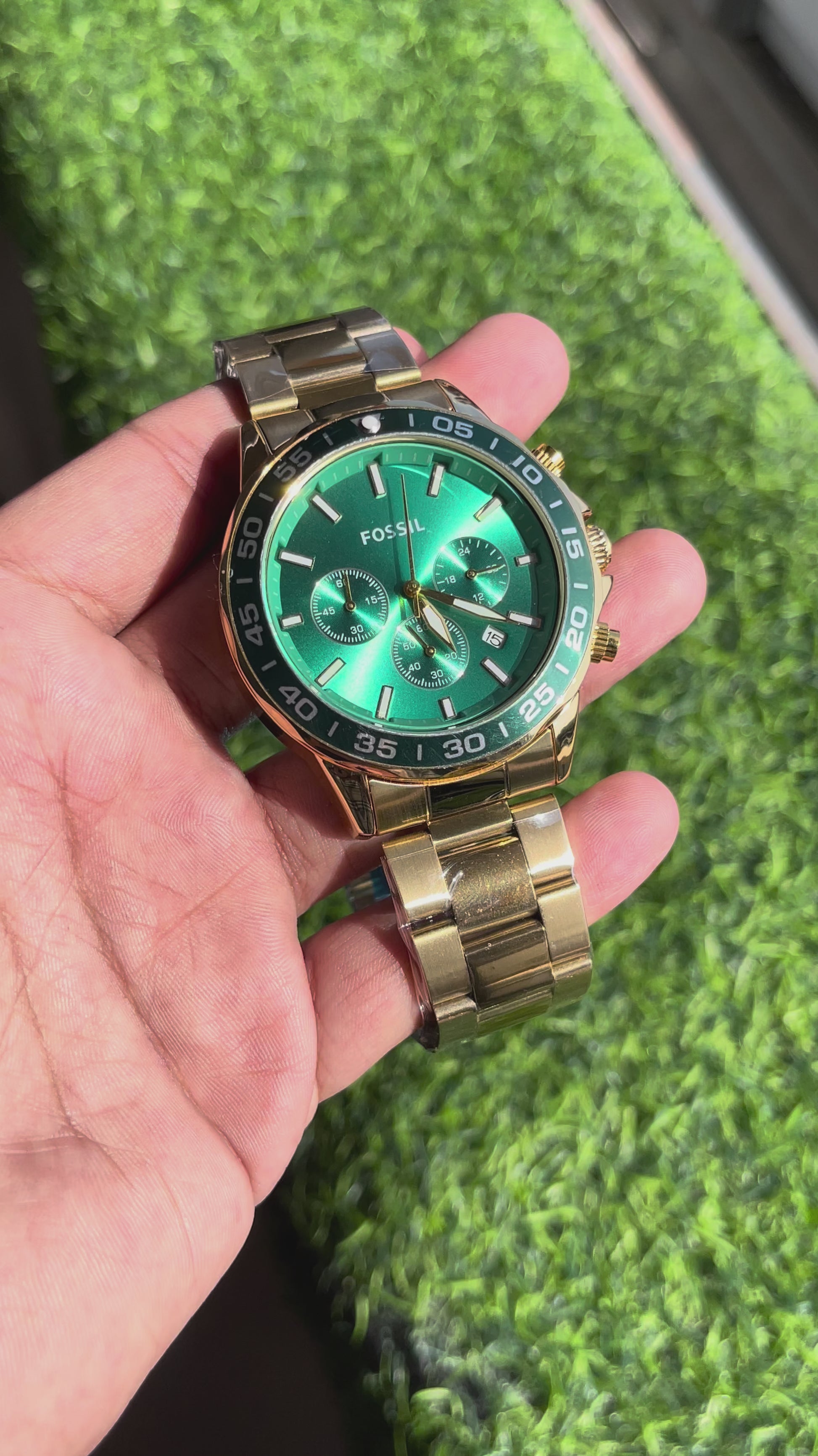 Fossiil Gold & Green Chronograph Stainless Steel Men’s Watch