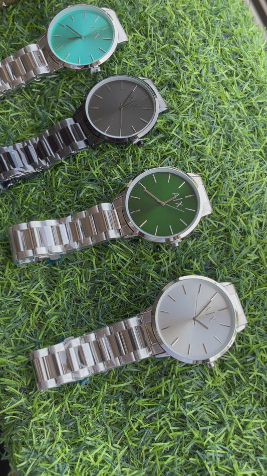 RC Armanii (A|X) All-Black Stainless Steel Watch – Charcoal Sunray Dial