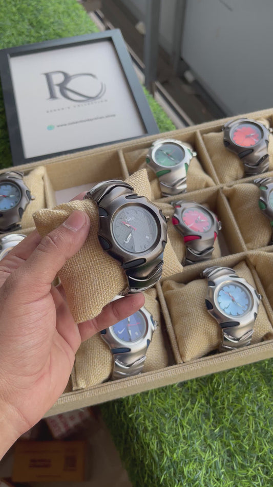 RC Nikee Sport Analog Watch – Black chain & Black Textured Dial