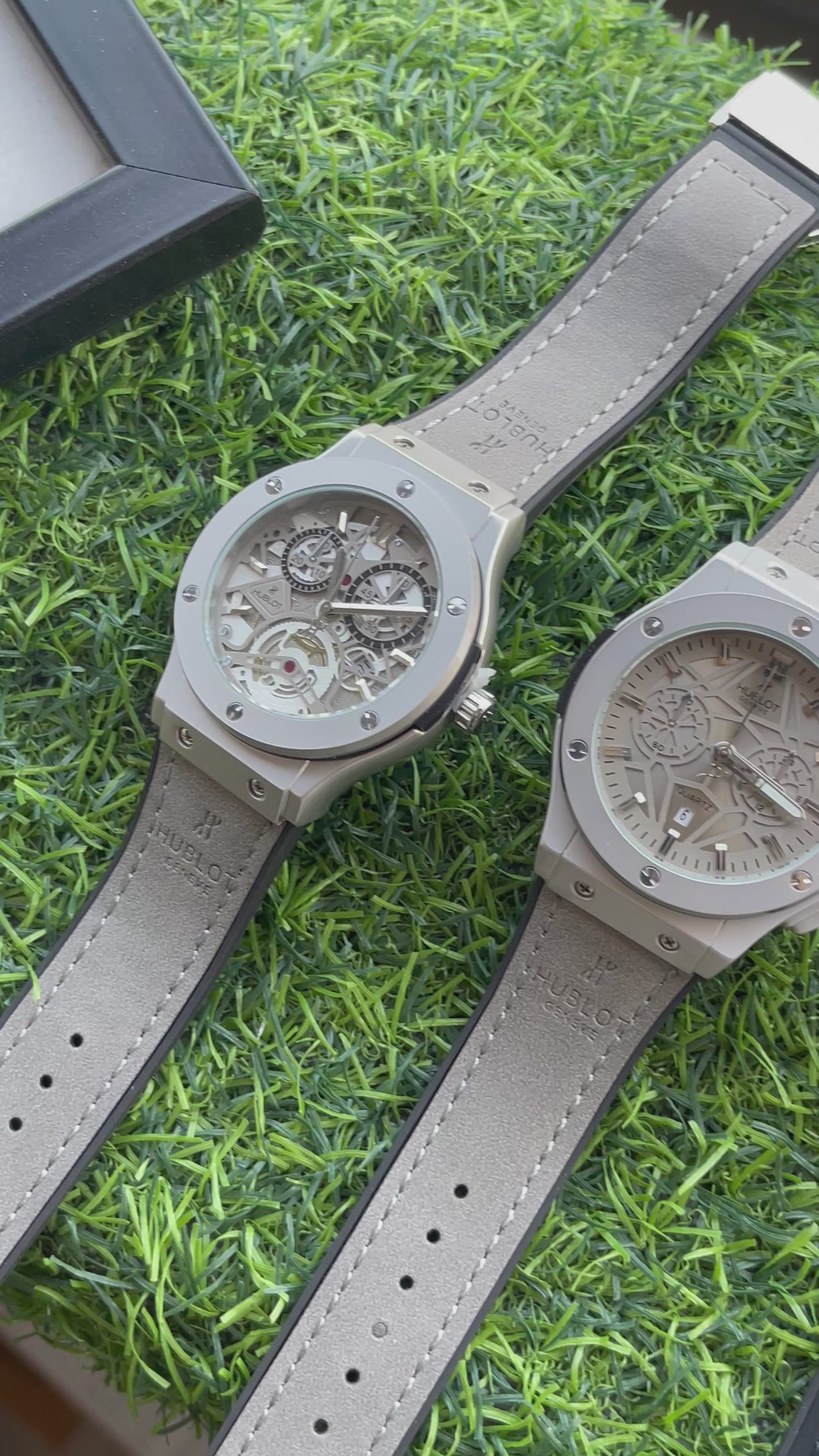 RC Hublt Classic Fusion Silver Skeleton Blue Dial (Blue Strap)