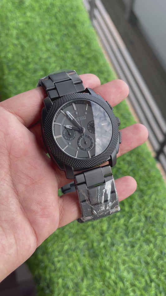 RC Fossiil Full Black Chronograph Watch