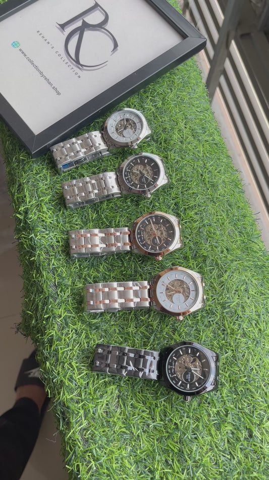 RC Tisst 1853 Automatic Skeleton Dial Tachymeter Premium Watch (silver-black)